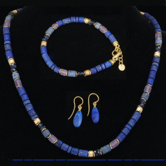 Set blau: Collier, Armband, Ohrhänger